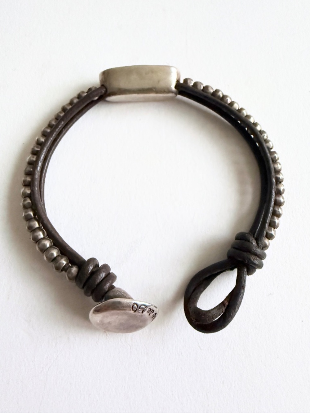 UNOde50 Faceted Crystal & Leather Cuffed Bracelet